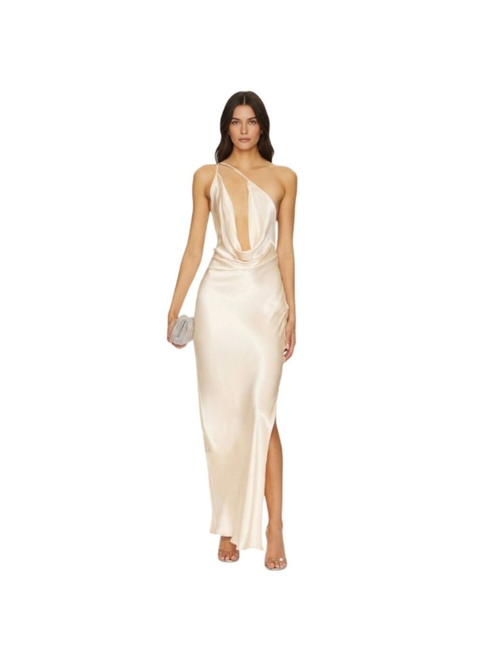 SNDYS Johanna Cowl Neck Maxi Dress Champagne Homecoming Dress NWT - Size M